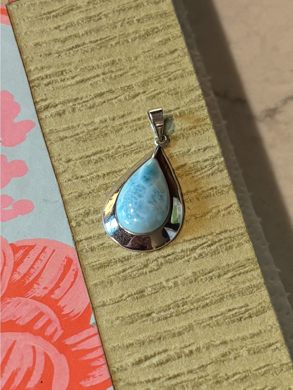Sterling Silver Larimar Teardrop Pendant